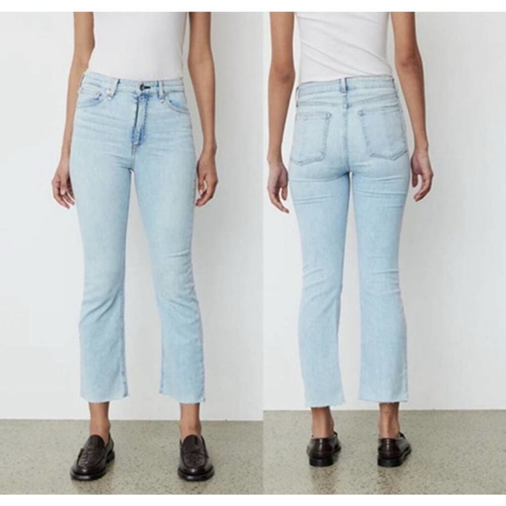 Rag & Bone Nina High Rise Ankle Flare Jean in Jade Womens Size 30 Raw Hem